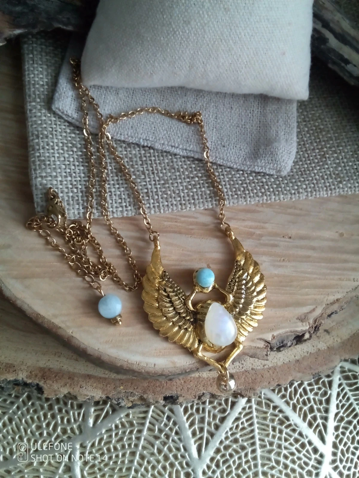 Collier scarabée en pierres naturelles semi précieuses – photo 3
